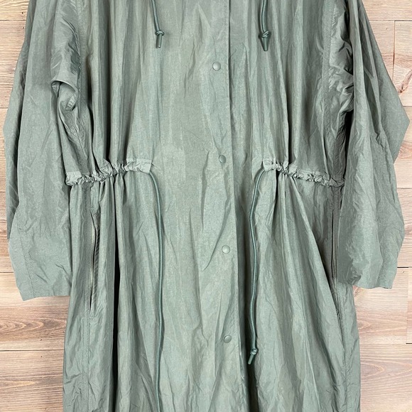 NWT UNIQLO Green Nylon Long Trench Coat - Picture 6 of 10